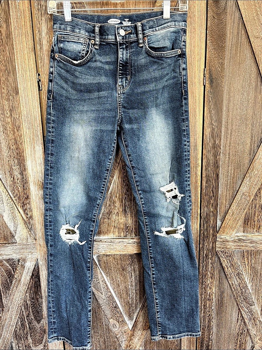 Old Navy Karate Slim Distressed Skinny Jeans in Blue Waist 14